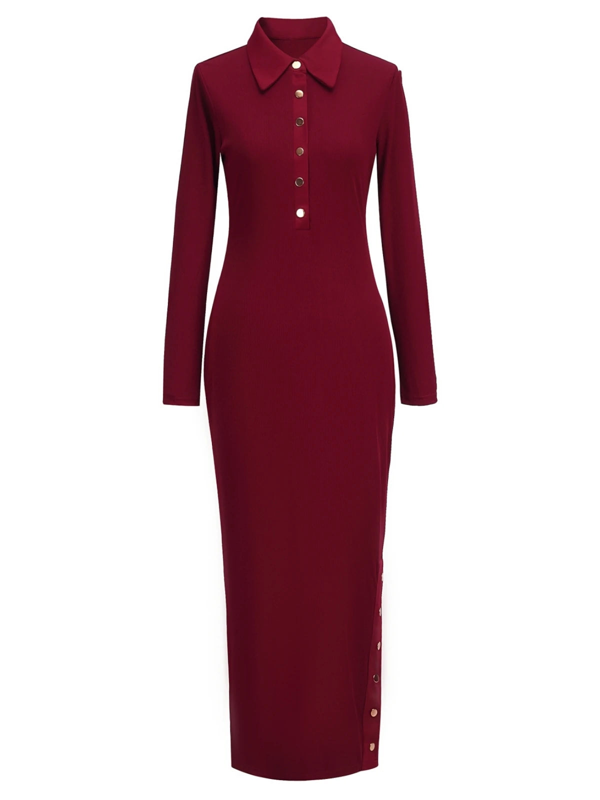 Knowhere MHB Slim Dress Lapel Long Sleeve Dress (MS2812)