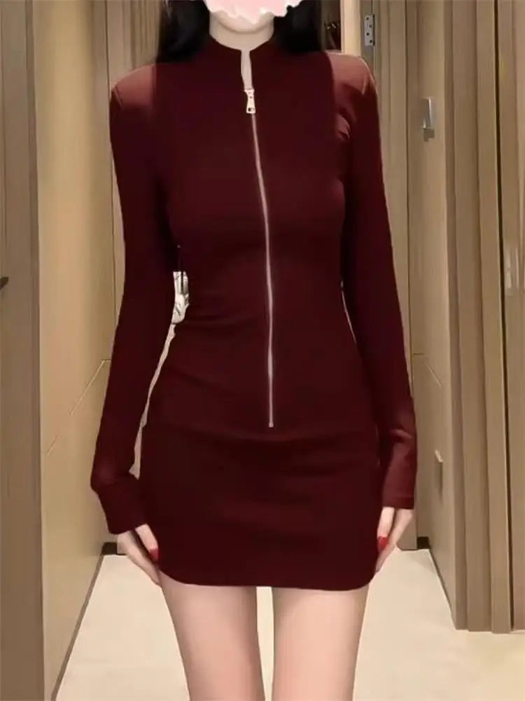 Knowhere JYZ Long Sleeve Zipper Bodycon Dress