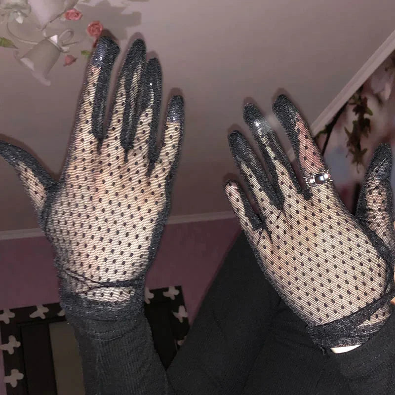 Knowhere MKF Black Lace Transparent Gloves