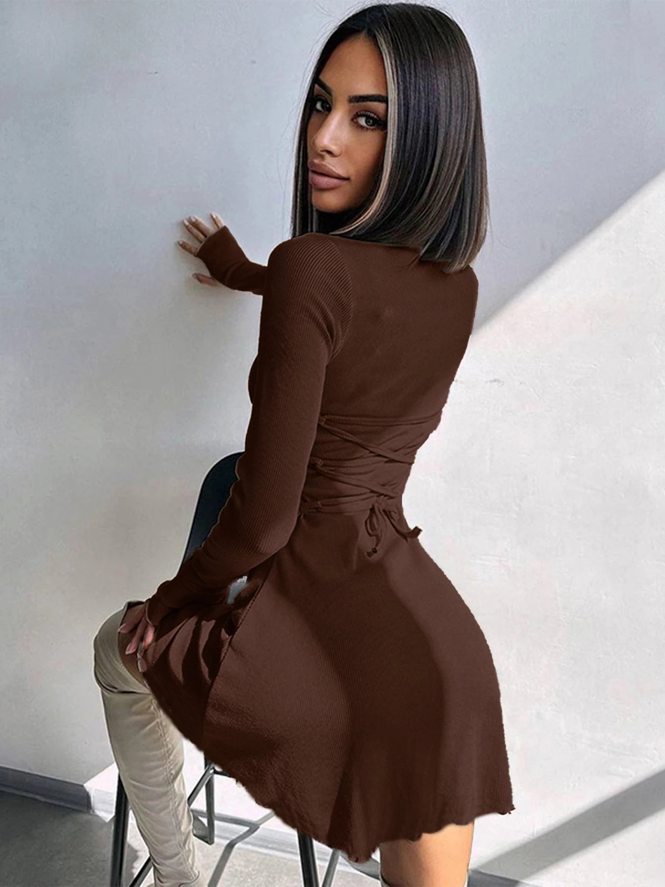 Knowhere Long Sleeve Mini Bodycon Dress