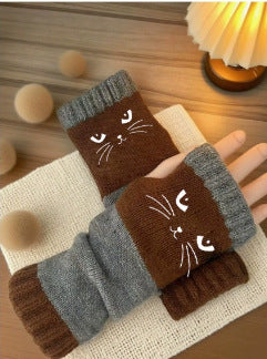 New Autumnwinter Stylish And Warm Patchwork Embroidered Gloves