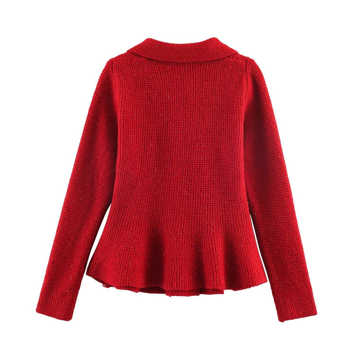Casual Pocket Decoration Lapel Knit Sweater Jacket For Women